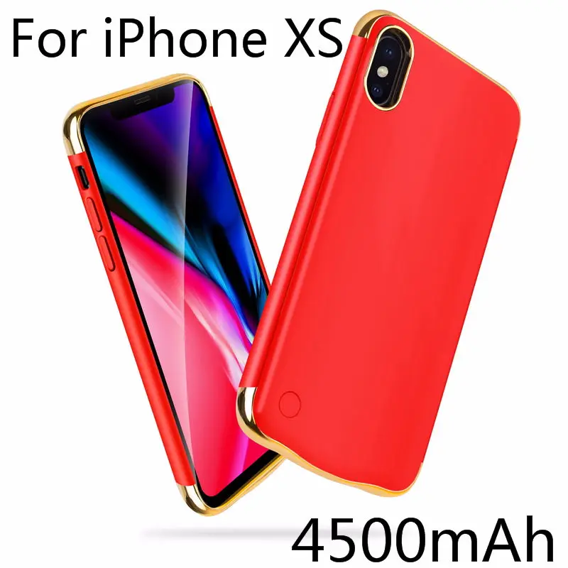 Тонкий противоударный чехол для зарядного устройства для iPhone XR XS Max, перезаряжаемый внешний аккумулятор для iPhone X XS, чехол для зарядки - Цвет: IXS-Red