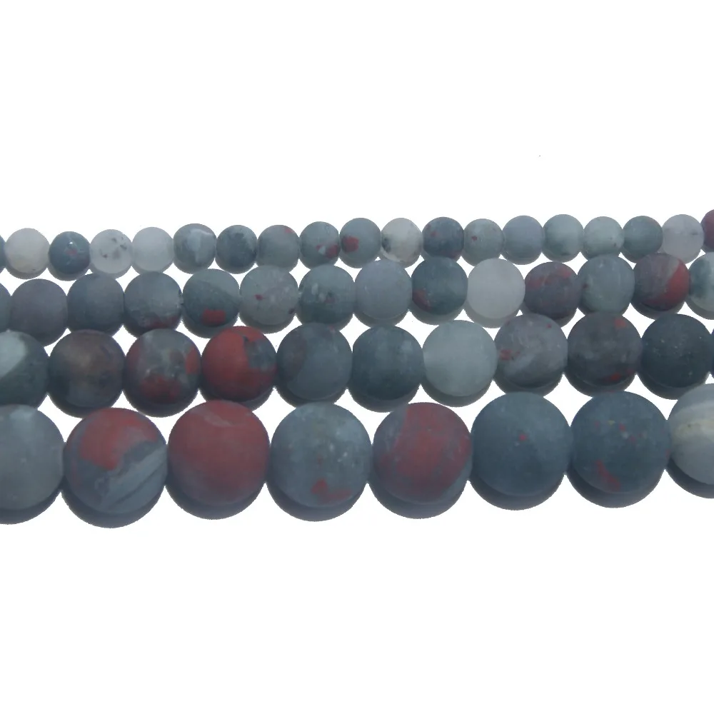 

Wholesale Matte Dull Polish Natural Stone African BloodStone Beads 4 6 8 10 MM Pick Size For Jewelry Making Charm DIY Bracelet