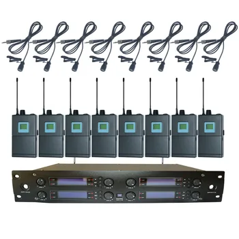 

U8008-OK-1B-LM-9703 UHF True Diversity Eight Channels Wireless Microphone System Lavalier Collar Microphone Transmitter
