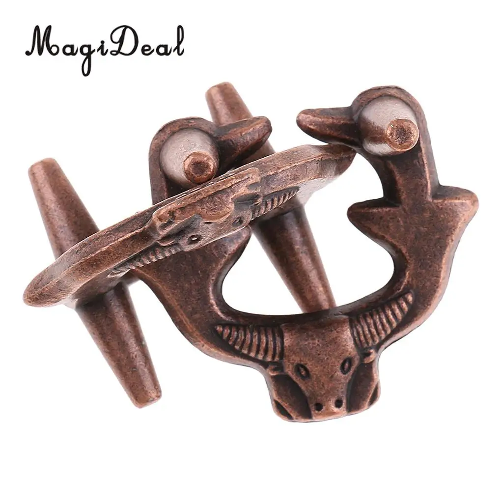 MagiDeal Bull Lock Puzzle Classic Metal Brain Teaser IQ EQ Test Intelligence Toy for Adults Children Kids Gift