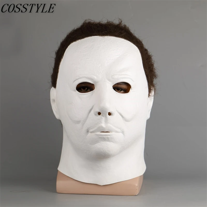 Новинка, маска на Хэллоуин для взрослых, Майкл Майерз, косплей, на всю голову, латексная белая маска, страшные Вечерние Маски на Хэллоуин