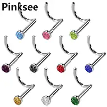 2 шт стальное хрустальное кольцо для носа ноздри крючки для пирсинга носа ювелирные изделия для женщин/мужчин без никеля