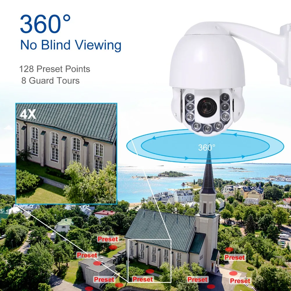 Беспроводная купольная POE PTZ IP камера 2MP/5MP 4X HD Масштабирование videcam WIFI наблюдения