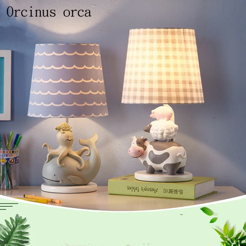 

Mediterranean cartoon creative animals table lamps boys girls bedroom children's rooms lamps lovely fish decorative lamps