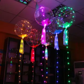 

5PCS 18'' LED Balloons Decorative Bubble Bubble Balloon Luminous 3M LED Lights String Up Balloons Birthday Wedding Hen Party