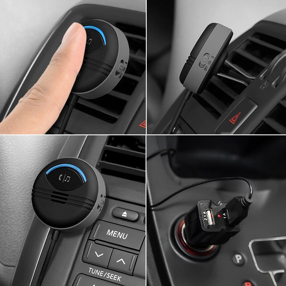 Автомобильный адаптер Aux Handsfree Bluetooth Usb версия 4 1 чип шумоподавления универсальный