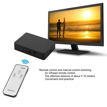 

New Arrival 3x1 Auto 3 Port Ultra HD Video Switch Splitter 3 in 1 out TV HDTV DVD IR Remote HD Switcher