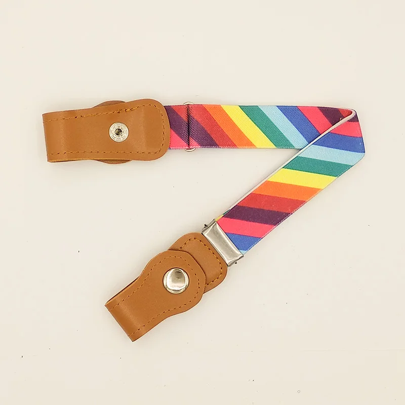 Rainbow Детский Эластичный пояс без пряжки, г., эластичный пояс без пряжки для детей ясельного возраста, регулируемый пояс для мальчиков и девочек, джинсовые штаны - Цвет: Rainbow