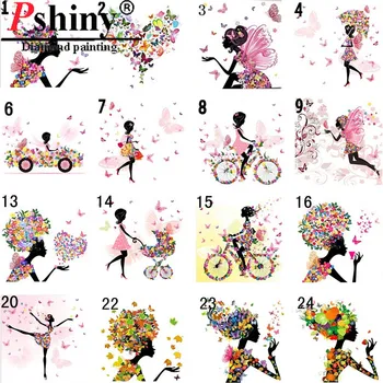 

PSHINY 5D DIY Diamond embroidery sale flowers cartoon fairy pictures of rhinestones Full round paintings from crystals