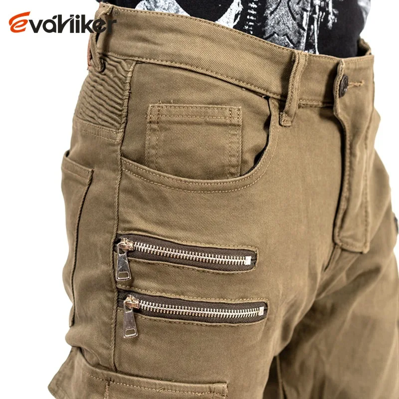 New Khaki Black Blue Motorcycle Pants Men Moto Jeans Zipper Protective Gear Motorbike Trousers Motocross Pants Moto Pant