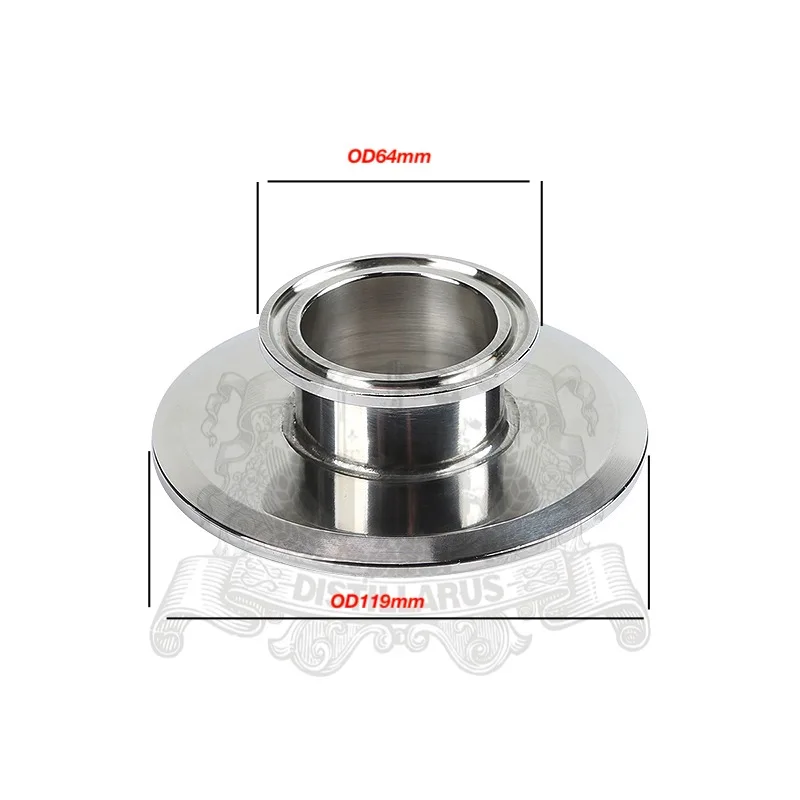 

Short Tri- Clamp Reducer 4"(102mm)OD119mmx 2" (51mm)OD64mm, height 25mm. SS 304 Stainless Steel