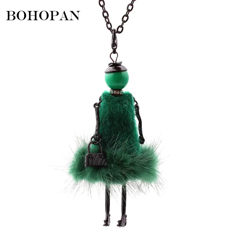 

Charm Fashion Necklaces For Women Girl 6 Color Lovely Dress Figure Doll Pendants Necklace Long Sweater Chain Charm Jewelry Party