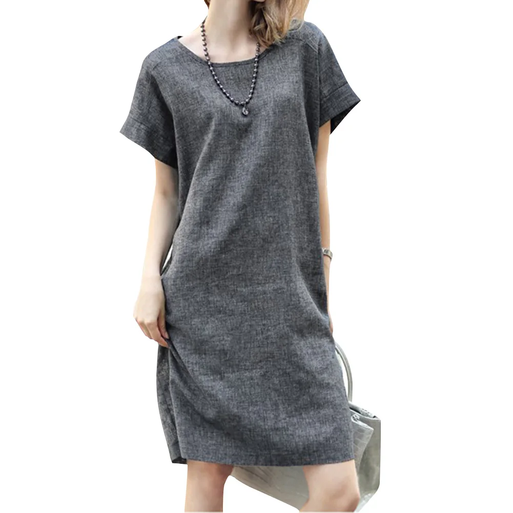 European Style Flax Dress Comfort Loose Dress Plus Size Dress TY66