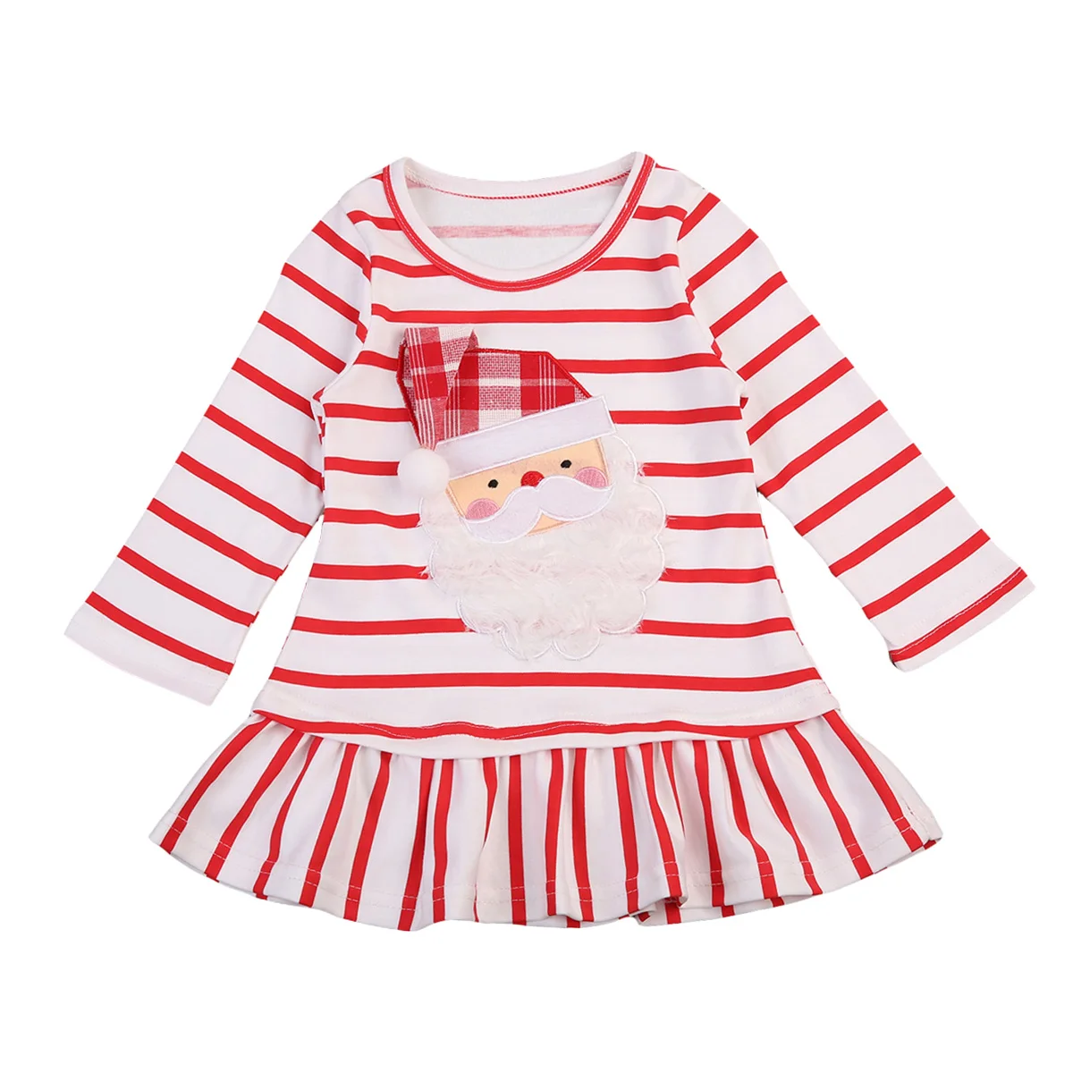 

Long sleeve Stripe Santa Clause Christmas Dress For Toddler and Baby Girl