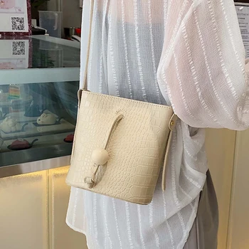 

Simple Designer Women Small Bucket Bags 2019 High Quality PU Leather Ins Female Ladies Shoulder Messenger Bag Purse Clutch