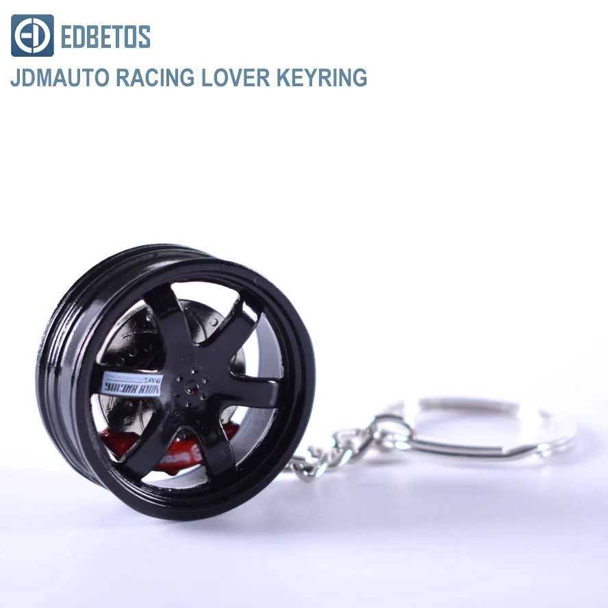 

EDBETOS Car Styling Keychain Wheel Rim Key Ring with brake disc Keychain For BWM benz civic Key Holder