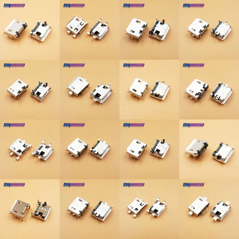 

16Models 160PCS/LOT Micro usb 5Pin Connector Female Socket Mini USB Connectors Mix SMD DIP V8 Port Charging Data Plug