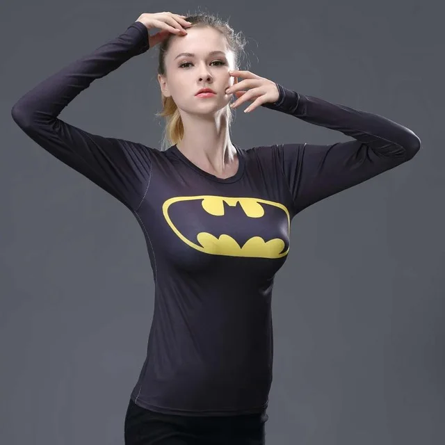 Женская футболка боди костюм Марвел Супермен/Бэтмен футболка с длинным рукавом Девушка фитнес колготки компрессионные футболки размера плюс - Цвет: Бежевый