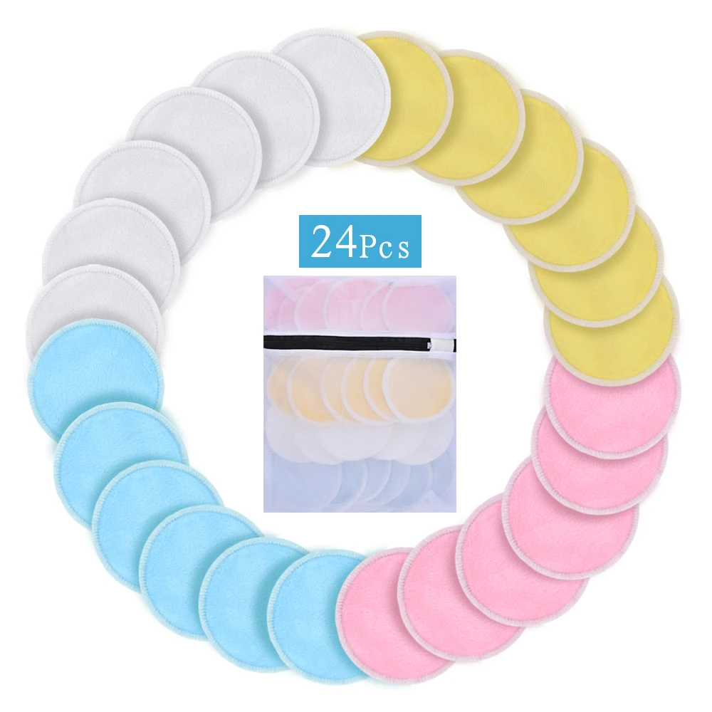 Tampon en coton en bambou lavable à 3 couches Tampons démaquillants réutilisables Tampons d'essuyage pour le visage Tampons de toner nettoyants pour la peau avec sac à linge (1)
