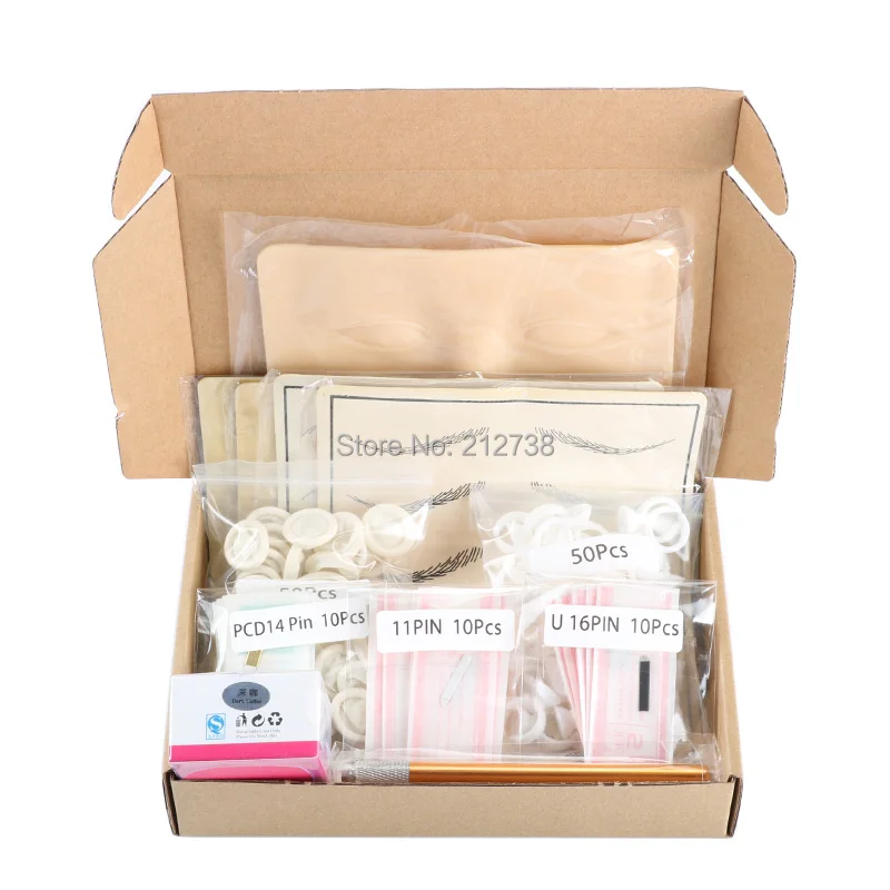 

Microblading learner kits for eyebrow tattoo permanet makeup beauty with 30 needle blade 5 practise skin1 deep coffee paste