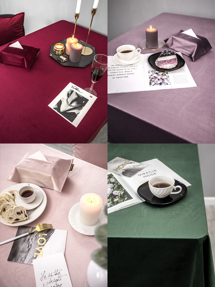 Nordic Style Soild Velvet Table Cloth Fashion Home Party Decor Table Cover 12 Colors Rectangle Luxury Tablecloth Water Washable