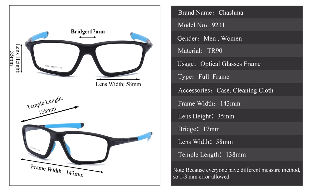 Men's Eyeglasses Sport TR90 Flexible 9231
