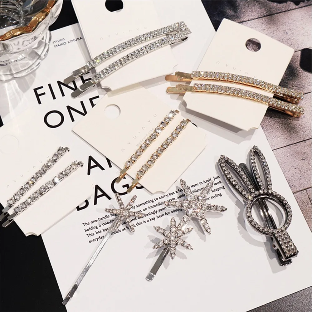 

Shiny Hair Accessories Crystal Rhinestone Hair Clips For Women Girls Metal Snowflake Rabbit Shape Hair Barrettes Elegant Hairpin