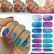 Rocooart K5640 Nail Art Stickers Mysterious Blue Ocean Drops Water Transfer Nail Sticker 3d Manicure Minx