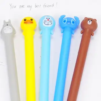 

Cartoon Bear Stitch Duck Totoro Student Children Gel Ink write Pens Silicone Material 0.38mm 300pcs/lot DHL Fast Shipping