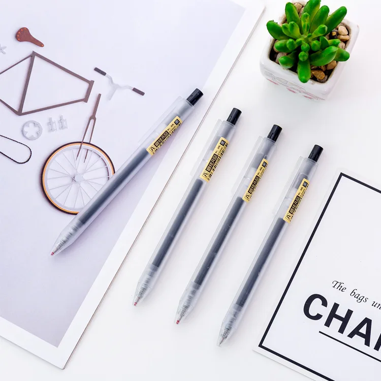 Simple Japanese MUJI Style Black Signature Ballpoint Pen 0.5mm Bullets