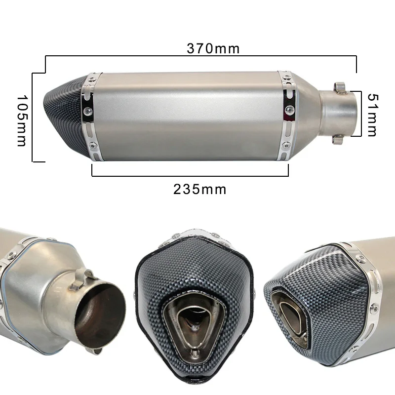 ZS заездов универсальный мотоцикл модифицированный скутер Akrapovic выхлопная Муфельная труба для GY6 CBR125 CBR250 CB400 CB600 YZF FZ400 Z750 - Цвет: B