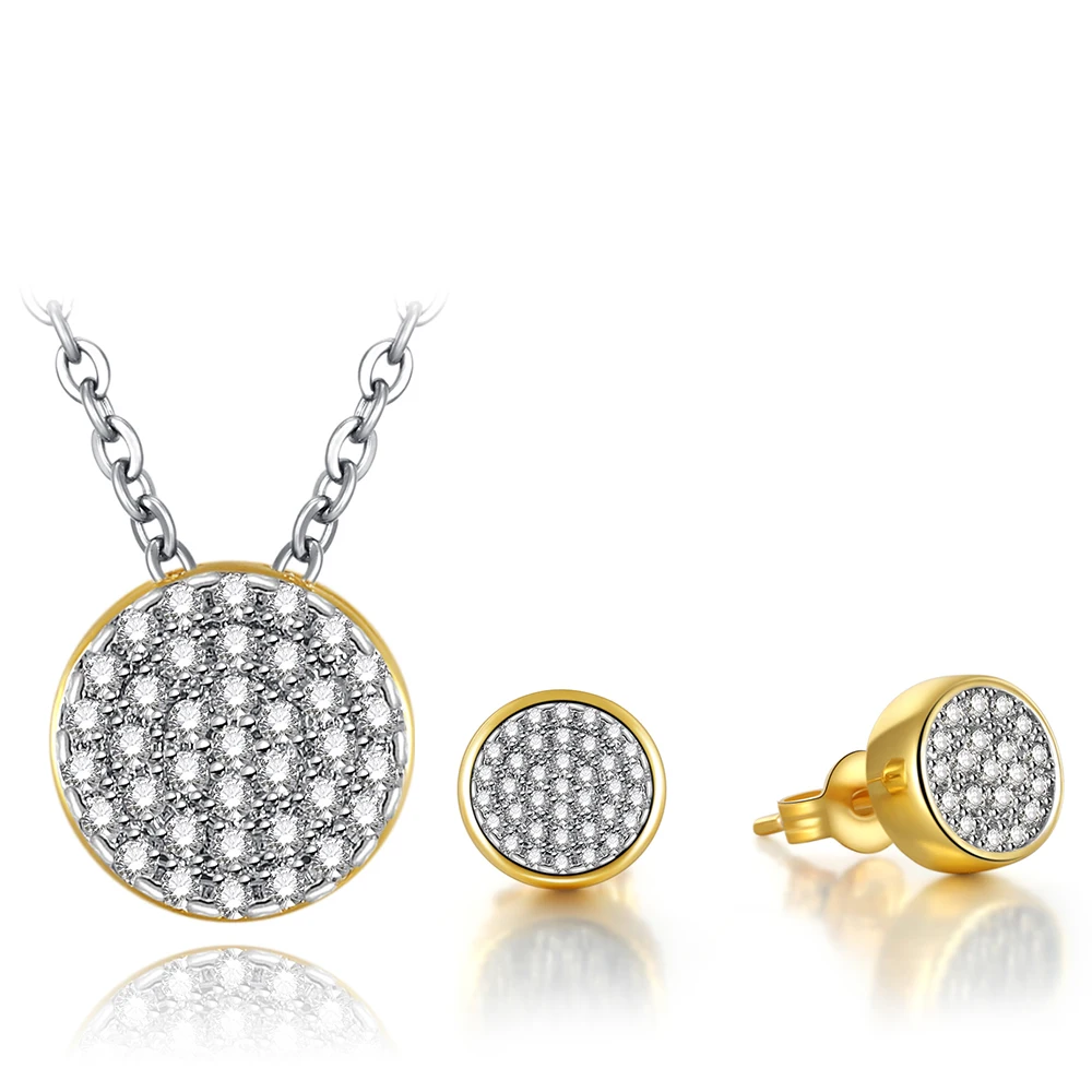 

ROXI Silver Chain Circle Round Crystal Bridal Jewelry Sets for Women Gold Color CZ Zircon Wedding Necklace Stud Earrings Jewelry