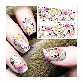 WUF 1 Sheet Blooming Flower Designs Nail Sticker Water Decals Nail Art Water Transfer Stickers For Nails 142
