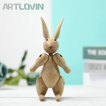 

Nordic Danish Designed Wooden Ms Rabbit Ornament Wood Bear Figurines Home Decoration Mascot Puppet Easter Kids Toys Nice Gifts