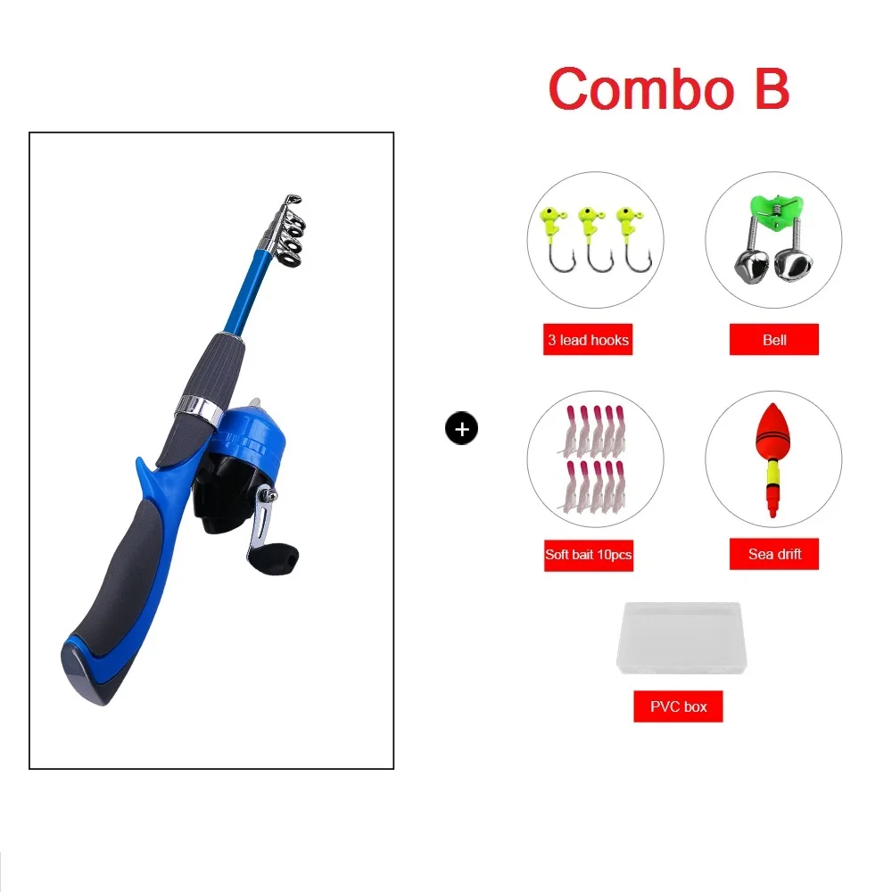 DEUKIO الجليد الصيد بكرة كومبو 1.3 m تلسكوبي قصبة صيد خشبية قضيب مختومة بكرة مع إغراء هوك تعويم إنذار مربع عدة الصيد معالجة مجموعة