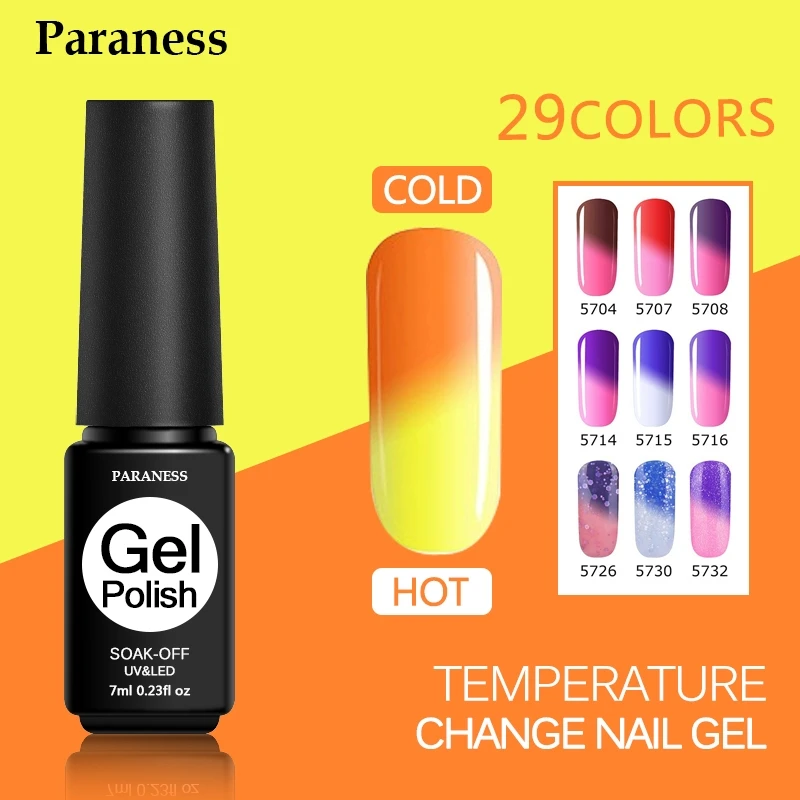 

Paraness Temperature Change UV Gel Lacquer Gel Nail Polish Temperature Changing Color Gellak Varnish Manicure Thermo Gel Polish
