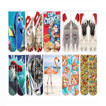 

3d Cartoon Animal Cat Dog Swan Printed Socks For Women/Men Anime Socks Unisex Short Autumn Winter Ankle Sock Christmas Socks