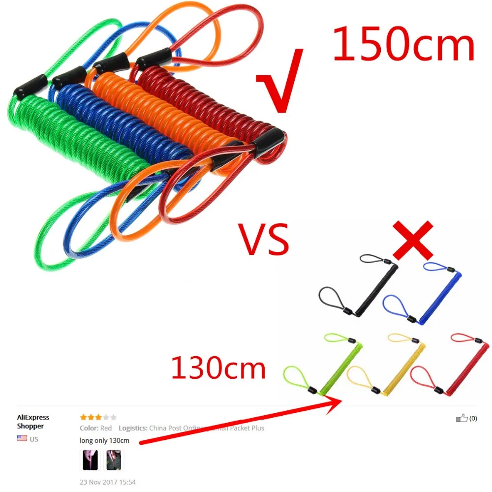 150cm Disc lock security anti thief motorcycle wheel disc brake spring cableVV