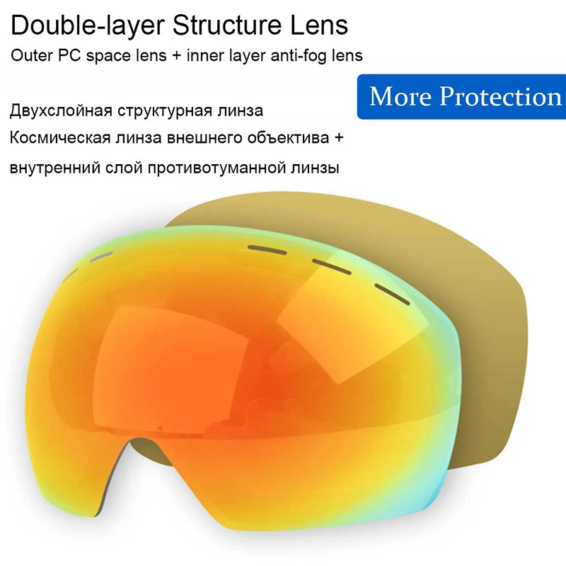 Профессиональные лыжные очки с двойными линзами UV400, противотуманные детские очки для сноуборда, очки с милым рисунком для катания на лыжах, Детские снежные очки