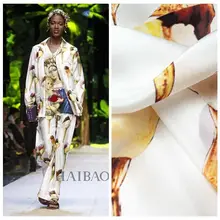 Новая мода Большой Пользовательские Шелковый двойной шелковый креп Мороженое цифровая печать ткани tissu telas