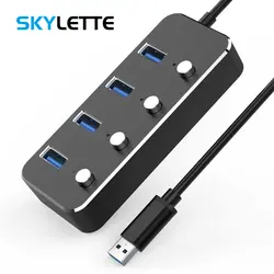 Алюминий сплав 4-Порты и разъёмы USB 3,0 хаб суб-переключатель Hub 30/60/120 см кабеля до 5 Гбит сплиттер для нескольких USB рабочего ноутбука