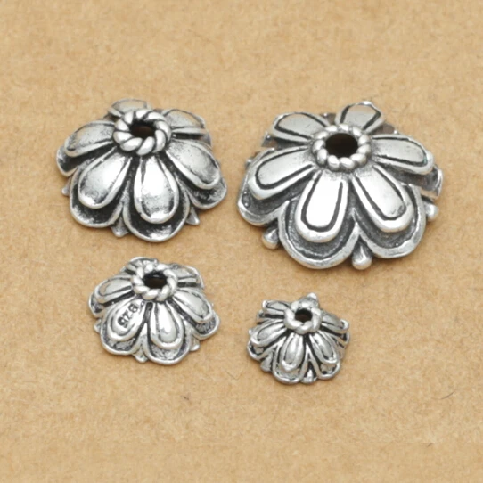 

Handmade 925 Silver Beads Cap Jewelry Findings Flower Bead Cap Pure Silver Jewelry Accessories Bead Cap