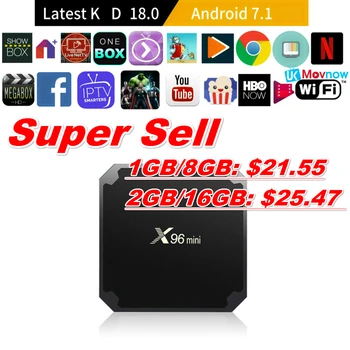 

Hot X96 Mini Android TV BOX Android 7.1 OS 1GB/8GB 2GB/16GB Amlogic S905W Quad Core 4K 2.4GHz WiFi Smart TV BOX Media player