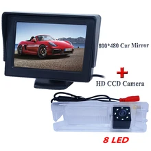 Стеклянный объектив + 8 led 4.3 «автомобильный монитор с автомобиля камера заднего вида для Nissan March Renault Logan для Renault Sandero