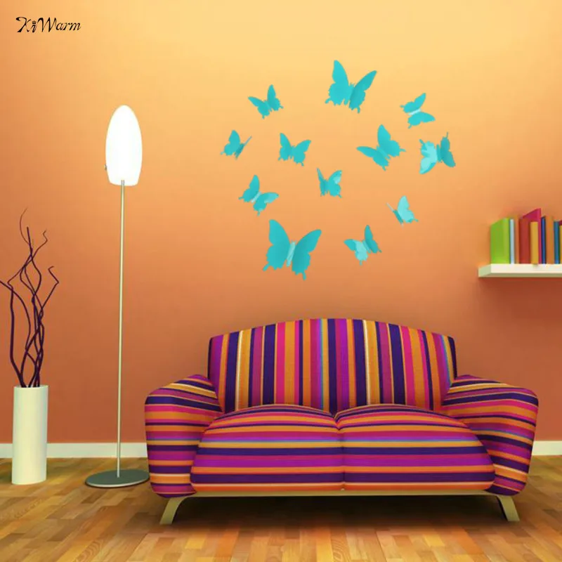12Pcs 3D Butterflies Wall Stickers Home Decor Art Wall Decals For Kids
