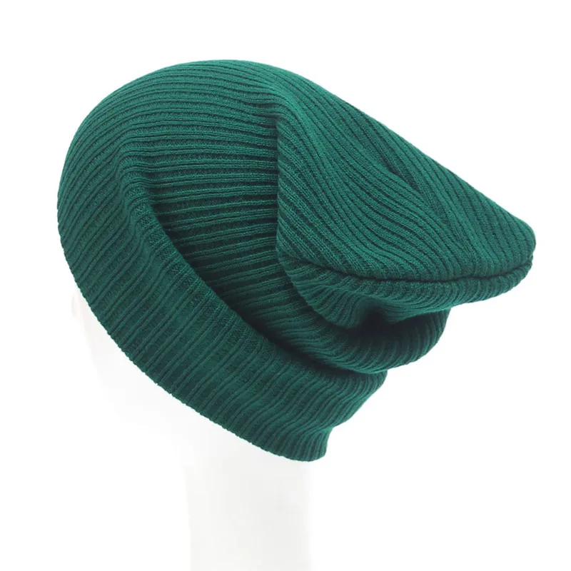 New Fashion Women/Men Knitting Beanie Stretch Cap Hats Hip-Hop Winter Warm Caps Unisex Women Feminino Bone - Цвет: Green