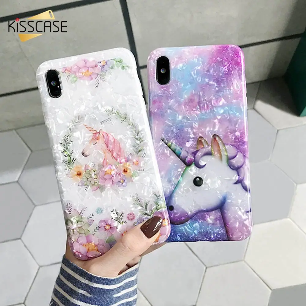 KISSCASE чехол для iPhone XR XS X милый Единорог Красочный мягкий из tpu Max 8 7 Plus 6 S Capinhas |
