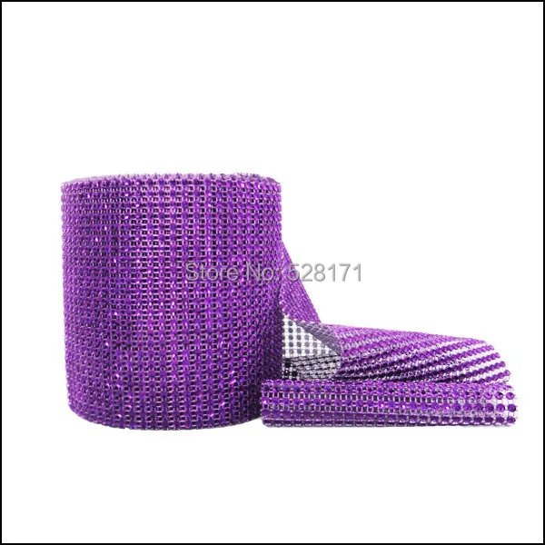 

Free Shipping 4.5"x10yards(24rows, 30ft) Wedding Cake Suppliers Burgundy Diamond Mesh Rhinestone Crystal Ribbon Wrap