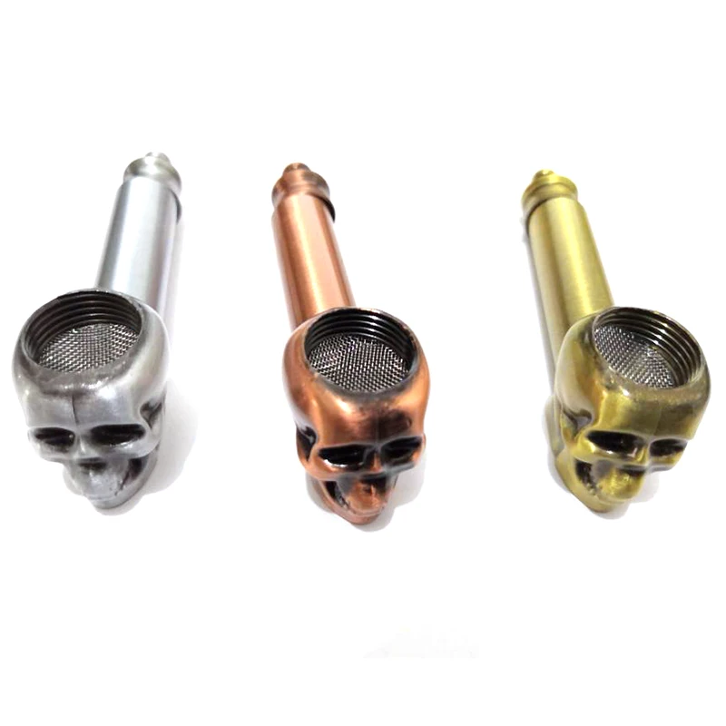 Metal Creativity Skull Classic Pipes Smoking Pipe Mouthpiece Filter Tobacco Pipe Cigar Narguile Grinder Smoke Cigarette Holder