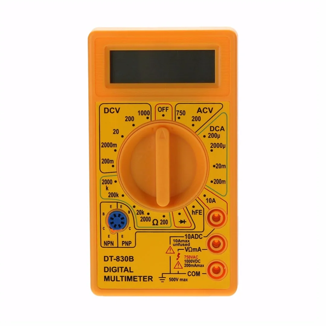 DT830B LCD Digital Multimeter AC DC Tester Analyzer Voltmeter Ammeter Ohmmeter With 2 Probes Measuring Tools